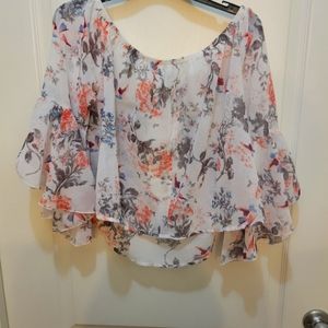 Flowered Sheer Crop Top